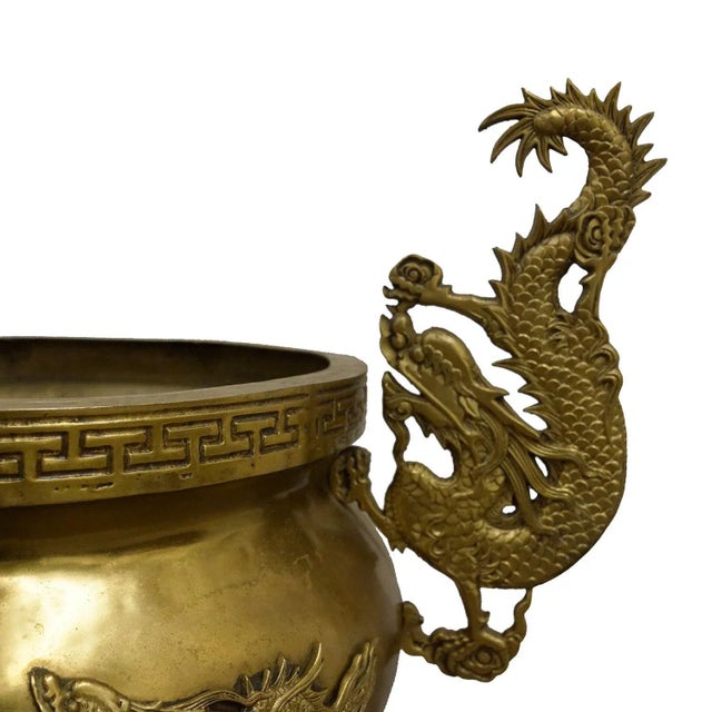 Bronze Antique Chinese Bronze Dragon Temple Incense Burner For Sale - Image 8 of 13