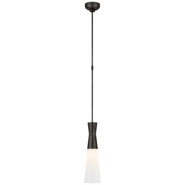 Utopia Medium Pendant in Aged Iron with White Glass Designer: Kelly Wearstler Fixture Height: 18" Min. Custom Height:...