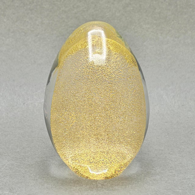 Italian Vintage Murano Italy Gold Aventurine Art Glass Paperweight For Sale - Image 3 of 9