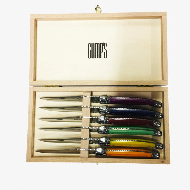 Contemporary Jean Dubost Laguoile Stainless Steel Steak Knives - Set of 7 For Sale - Image 4 of 8