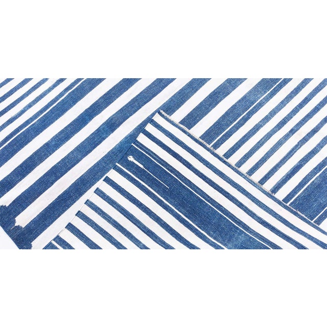 Navy Blue Vintage Indian Dhurrie Rug Doris Leslie Blau For Sale - Image 8 of 8