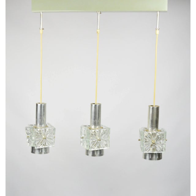 Glass & Metal Hanging Lamp, 1970s, in Good conditions. Designed 1970 to 1979 Up to 250V (Europe/UK Standard).The wiring of...