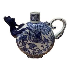 Collectible China Old Antique Yuan Dynasty Porcelain Blue White Phoenix's Head Teapot