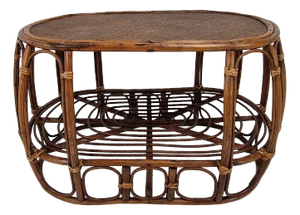 Italian Wicker and Rattan Coffee Table, 1970s