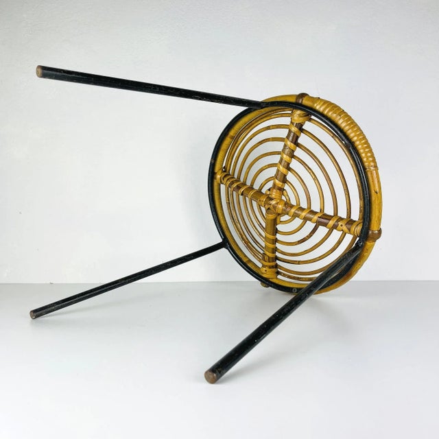 Vintage Bamboo Metal Stool, Italy, 1950s For Sale - Image 11 of 12