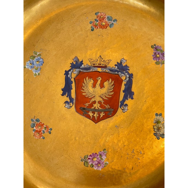 Art Nouveau Antique Ernst Bohne Söhne Capodimonte-Style Armorial Porcelain Charger 14" For Sale - Image 3 of 16
