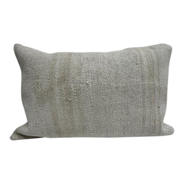 Turkish Hemp Pillow Cushion Natural Beige Pillow Cushion Cover 16" x 24" For Sale