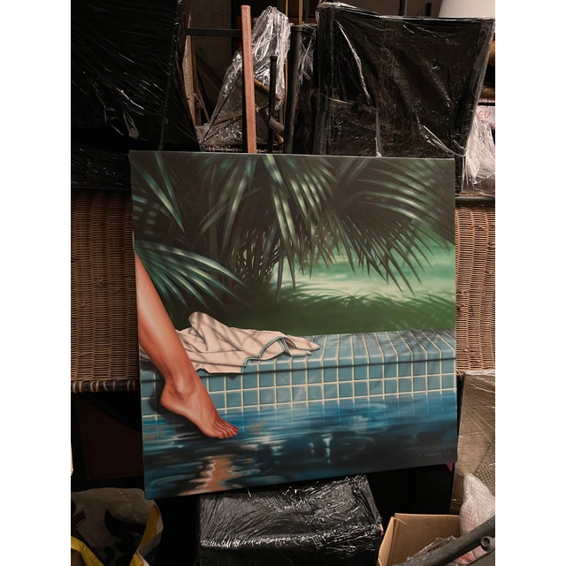 1980s Pierre Coulon, Hyperrealistic Landscape, 1980, Oil on Canvas For Sale - Image 5 of 7