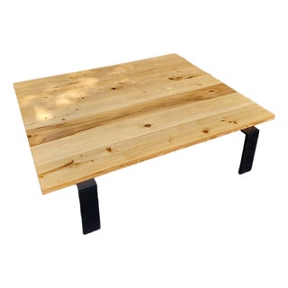 Ralph Lauren Home Industrial Pine and Blackened Steel Cocktail Table For Sale