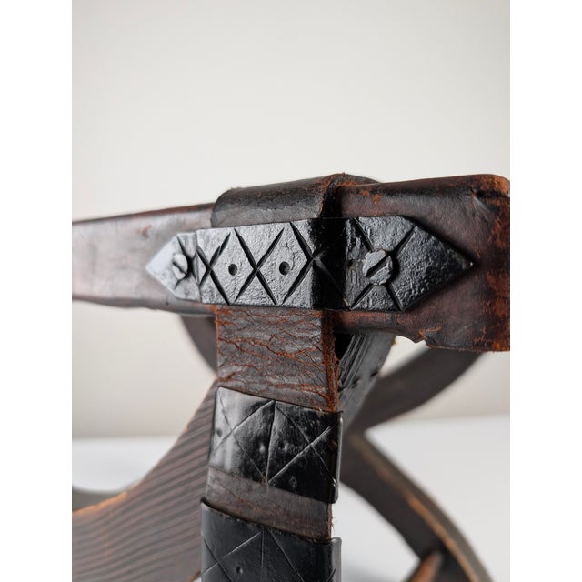 Colonial Curul Stool in Leather and Wrought Iron, Mexico, 1940s For Sale - Image 13 of 18