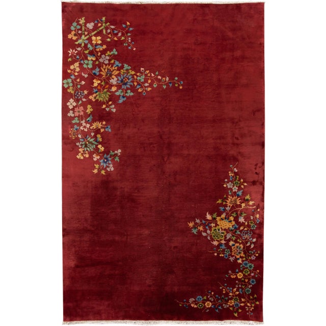 Antique Art Deco Chinese Wool Rug 8 Ft 9 in X 14 Ft. For Sale