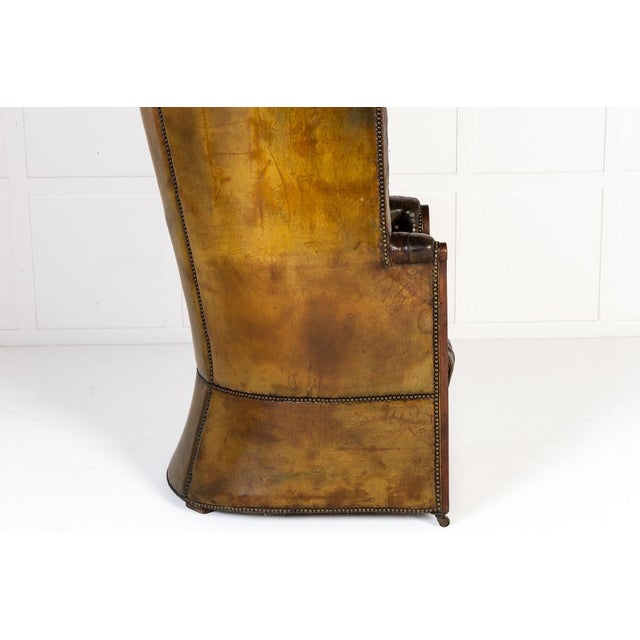 Large 18th Century English Leather Porters Chair For Sale - Image 9 of 17