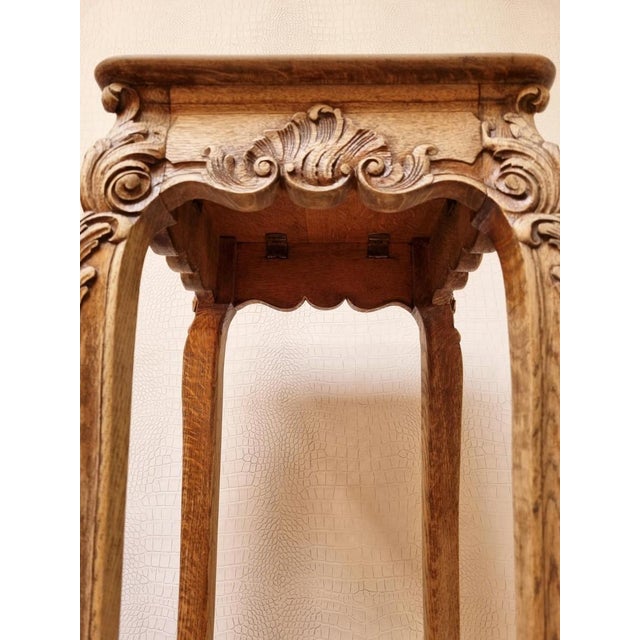 Louis XV Oak Hand-Carved Gueridon Side Table, 1890s For Sale - Image 4 of 10
