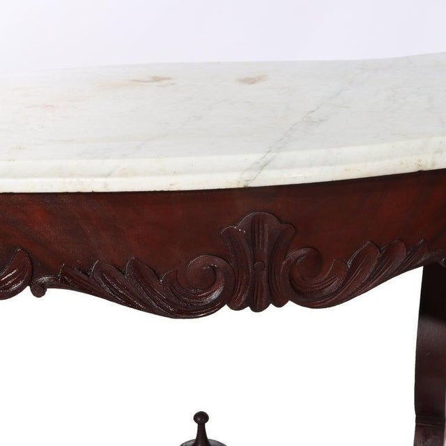Antique Carved Walnut Marble Turtle Top Table C1890 For Sale - Image 12 of 13
