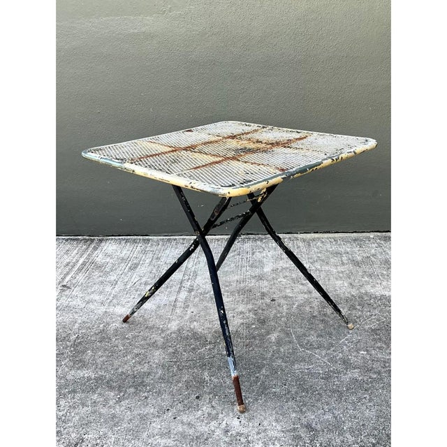 Vintage MCM Hoop Folding Wrought Iron Table and Chairs For Sale - Image 10 of 12