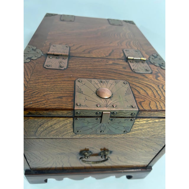 Brown Late 20th Century Korean Jwagyeong, Folding Mirror Zeldova Wood Box With Drawer - 1 Piece For Sale - Image 8 of 10