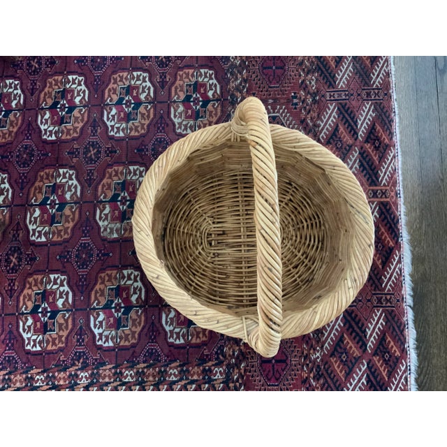 Large Vintage French Wicker Basket With Handle For Sale - Image 9 of 11