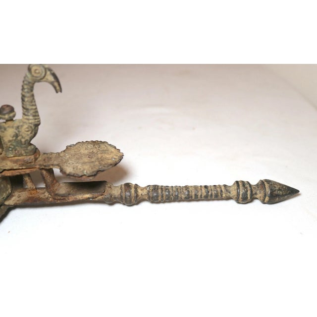 Indian Rare Primitive Antique 18th Century Indian Tooled Wrought Iron Figural Betel Box For Sale - Image 3 of 12