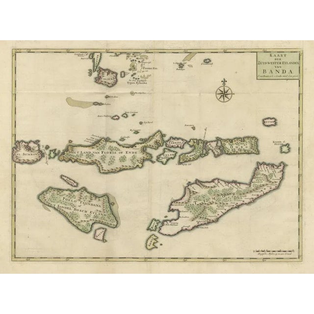 Original antique map titled 'Map of the Southwest Islands of Banda'. A fascinating map of the islands in the southwestern...