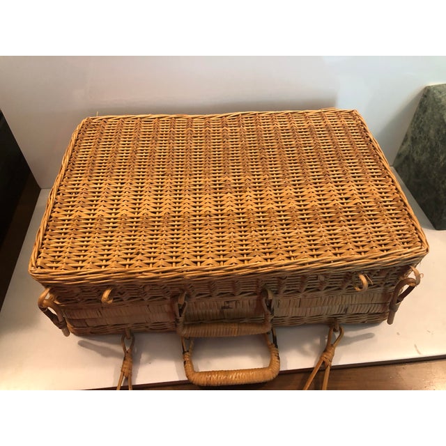 Vintage Wicker Picnic Basket For Sale - Image 6 of 9