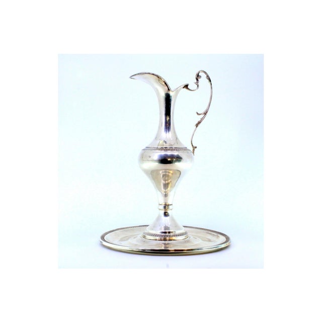 Metal Water Jug with Plate with Friezes and Applications on the Handle For Sale - Image 7 of 9