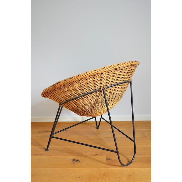 Mid-Century Round Wicker Chair, 1950s For Sale - Image 11 of 12