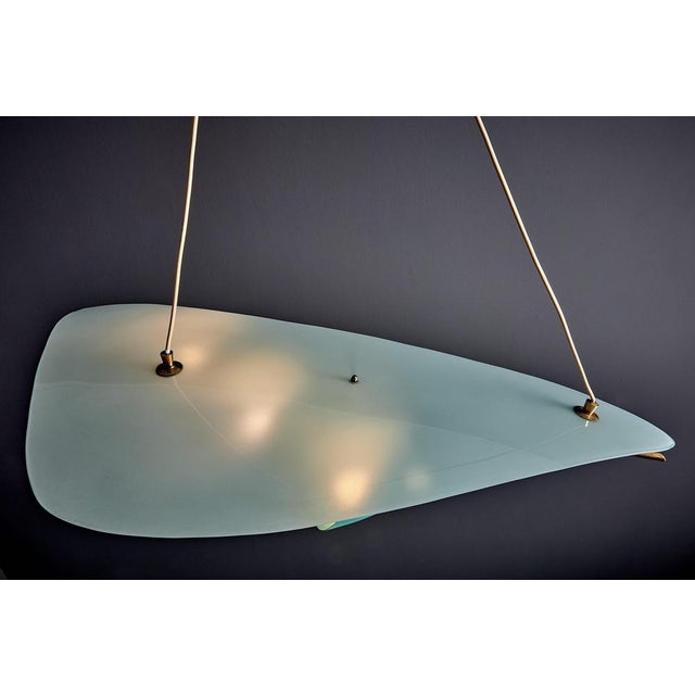 Sculptural Pendant Light with Sweeping Frosted Glass Shade, Italy, 1950s For Sale - Image 11 of 14