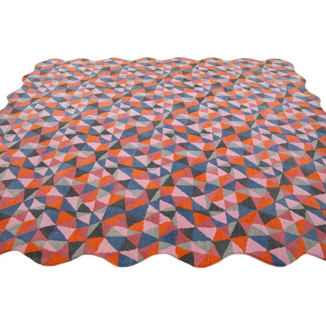 Multicolor Hand-Tufted Modern Wool Rug With Mosaico Pattern by Apadana For Sale - Image 4 of 10