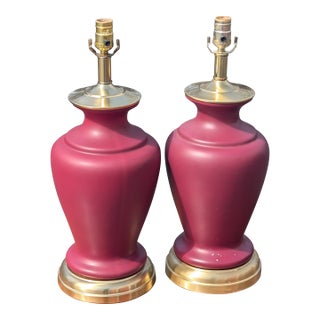 20th Century Hollywood Regency Oxblood Red Table Lamp - a Pair For Sale