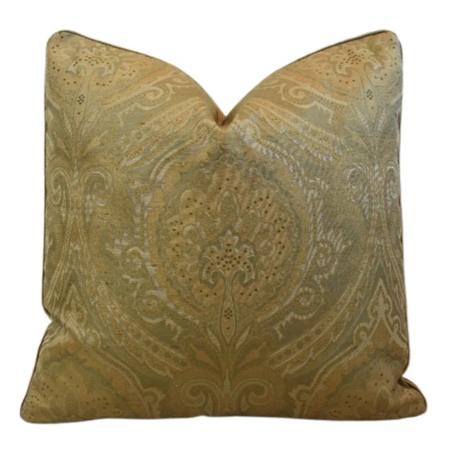 Textile Italian Designer Damask Floral Botanical Feather/Down Pillow For Sale - Image 7 of 8