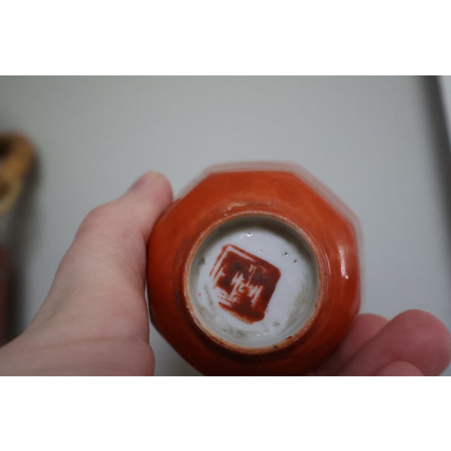 Japanese Mid 20th Century Japanese Porcelain Tea Set Hand Painted in Hong Kong - Set for 3 For Sale - Image 3 of 12