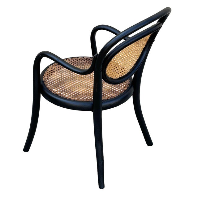 Early 20th Century Children Size Vienna Secession Bent Oak & Cane Bistro Armchair Attributed to Thonet No.016 For Sale In Los Angeles - Image 6 of 6