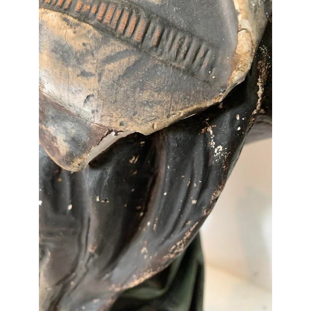 Polychrome Plaster Bust, 1800s For Sale - Image 6 of 11