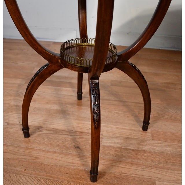 1930s English Regency Mahogany & Leather Top / Mirrored Pair of Side Tables / End Tables For Sale - Image 15 of 18