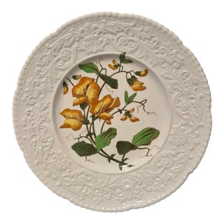 Vintage Cauldon England Porcelain Embossed Border Floral Sweet Pea Platter For Sale