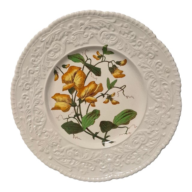Vintage Cauldon England Porcelain Embossed Border Floral Sweet Pea Platter For Sale