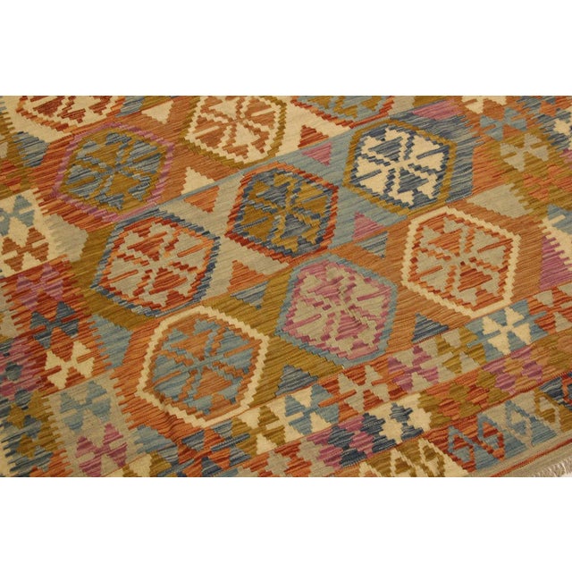 1990s Rustic Kilim Cheri Beige Gold Wool Rug - 5'11" X 7'9"Rustic Kilim Cheri Beige Gold Wool Rug - 5'11" X 7'9" For Sale - Image 4 of 7