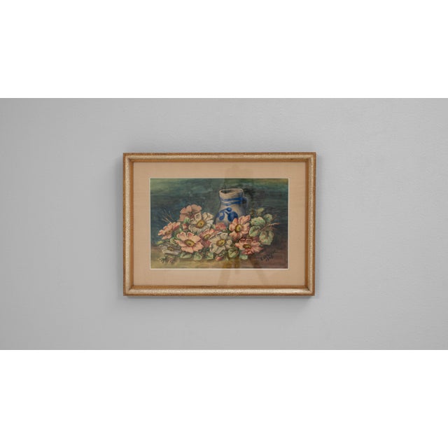 Wood 1943 Belgian Wall Art With Wooden Frame For Sale - Image 7 of 18