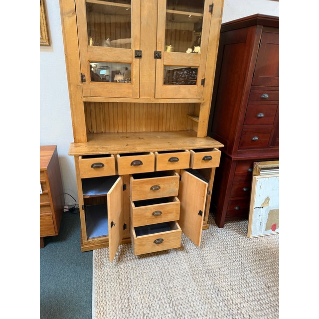 Early 20th Century Antique Mexican Pine Wood Step Back Hutch For Sale - Image 5 of 12