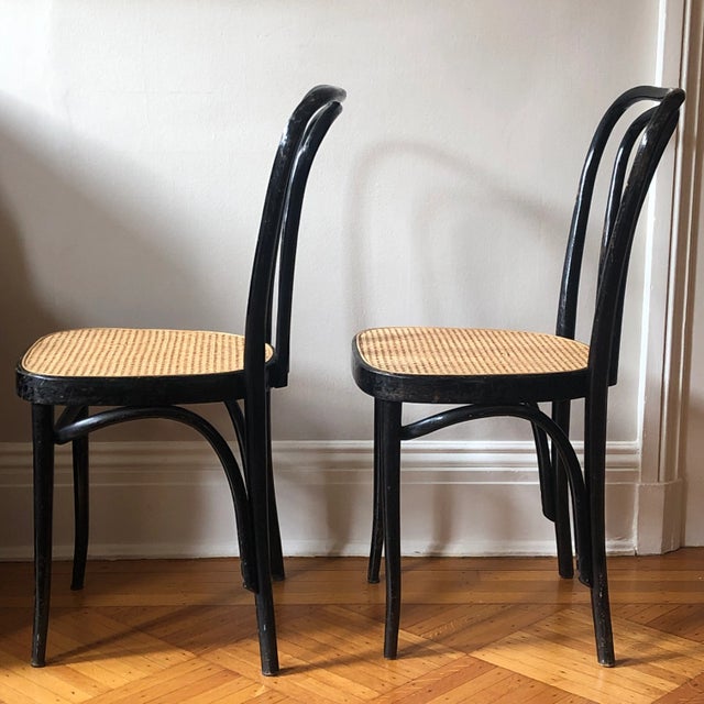 Black Early/Mid-20th Century Italian Bentwood Bistro Cafe Chairs — a Pair For Sale - Image 8 of 12