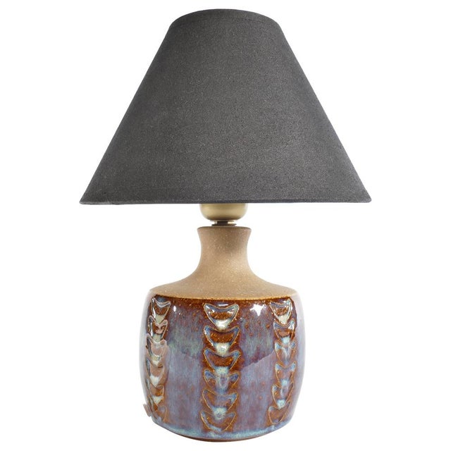 Scandinavian Modern Blue Glazed Stoneware Table Lamp from Søholm Stoneware, 1960s For Sale - Image 15 of 15