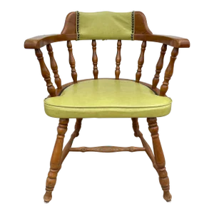 Mid 20th Century Vintage Mid Century Green Vinyl Captain’s Chair