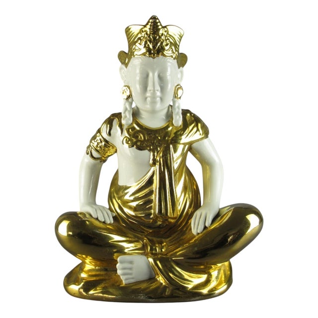 Porcelain & Gilt Sculpture of Buddha from San Marco, 1970s For Sale