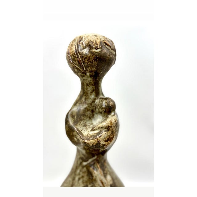 Annie Maume, Stylized Virgin and Child, 1980s, Ceramic, in Flawless conditions. Designed 1980 to 1989 This piece has an...