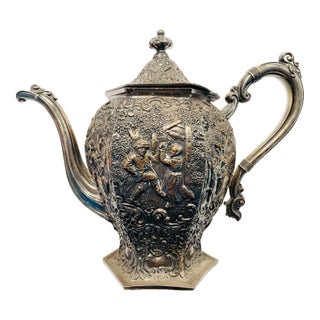 Antique Windmill Dutch Barbour Silver Teapot For Sale