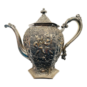 Antique Windmill Dutch Barbour Silver Teapot