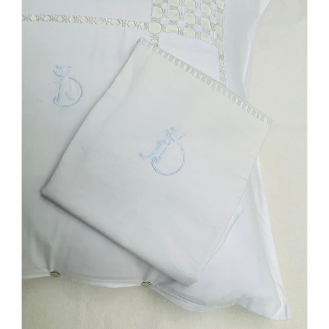 Antique French Linen Euro Style Pillow Covers, Pair c.1900 For Sale - Image 10 of 12