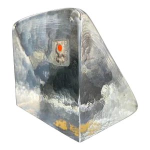Vintage Modernist Triangular Sculptural Blenko Solid Clear Glass Bookend / Paperweight