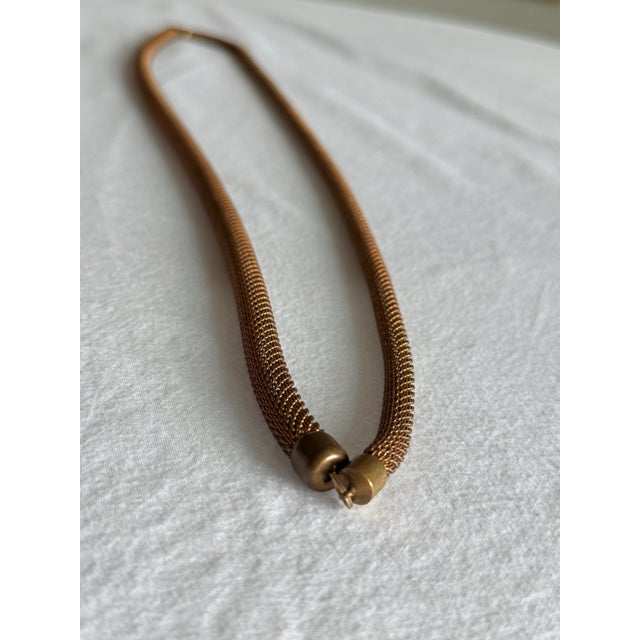 Vintage 1980s Italian Style Bronze Tone Woven Mesh Rope Collar Necklace For Sale - Image 10 of 15