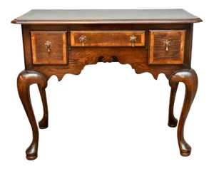 19th Century English Walnut Queen Anne Console With Banded Satinwood Inlay